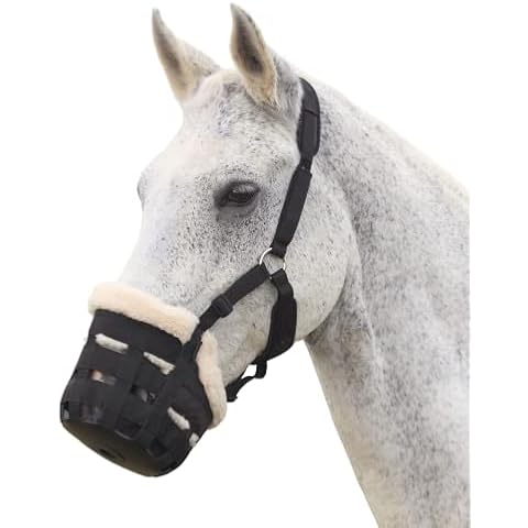 Deluxe-Weidenmaulkorb von Shires für Pferde, aus Nylon Cob schwarz Cover