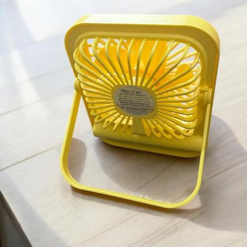 Image of Litehom Small Desk Fan, 2000mAh Rechargeable Fan Battery Powered, 180Foldable Portable Fan, 3 Speeds Adjustable USB Fan Silent Powerful for Home Office Travel Outdoor (YELLOW)