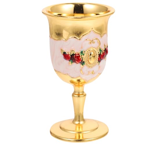 NIYANGLE Cáliz de Aleación de Zinc con Diseño Incrustado Floral Copa de Vino Reutilizable y Resistente Taza de Tallo para Bebidas Frías y Calientes para Bar Casa y Fiestas