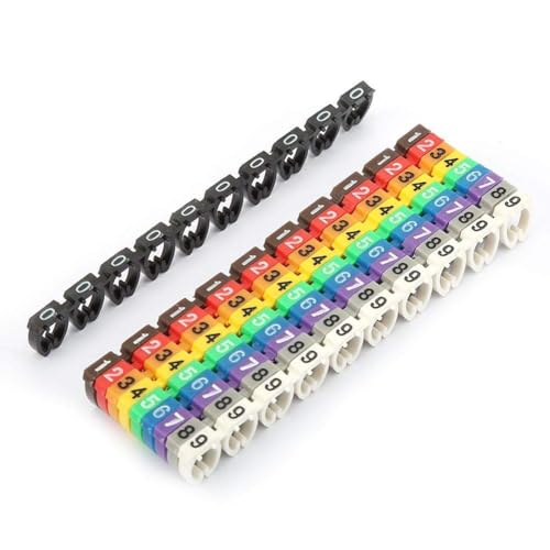 Kabelriemen Drahtmarkierungen Kabelmarkierungen Drahtnummernetiketten Bunte Drahtnummerierungsmarkierung Mit Clip-On-Design (100PCS -6MM 6 square)
