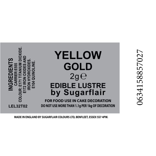 SugarFlair Edible YELLOW GOLD Lustre Powder Food Color Icing Cake Decoration
