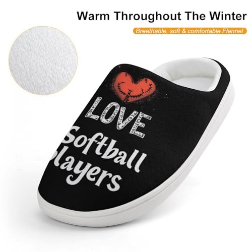I LOVE Softball Player Cute Cotton Slippers Anti-slip House Shoes Funny Slipper Indoor Outdoor4