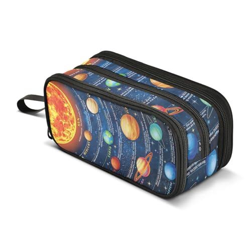 Solar System Space Planet Pencil Case Large Capacity Pencil Pouch Box Kids Adults Pen Organizer Bag for Boys Girls Women Men School Office Supplies