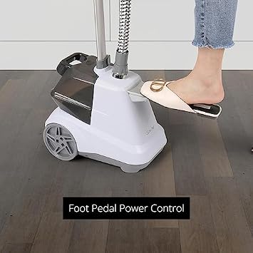 SALAV X3A Heavy Duty Commercial Full-Size Garment Steamer with Foot Pedals and Extra Large 3L (101.5 oz) Water Tank (White) and Accessories Pack