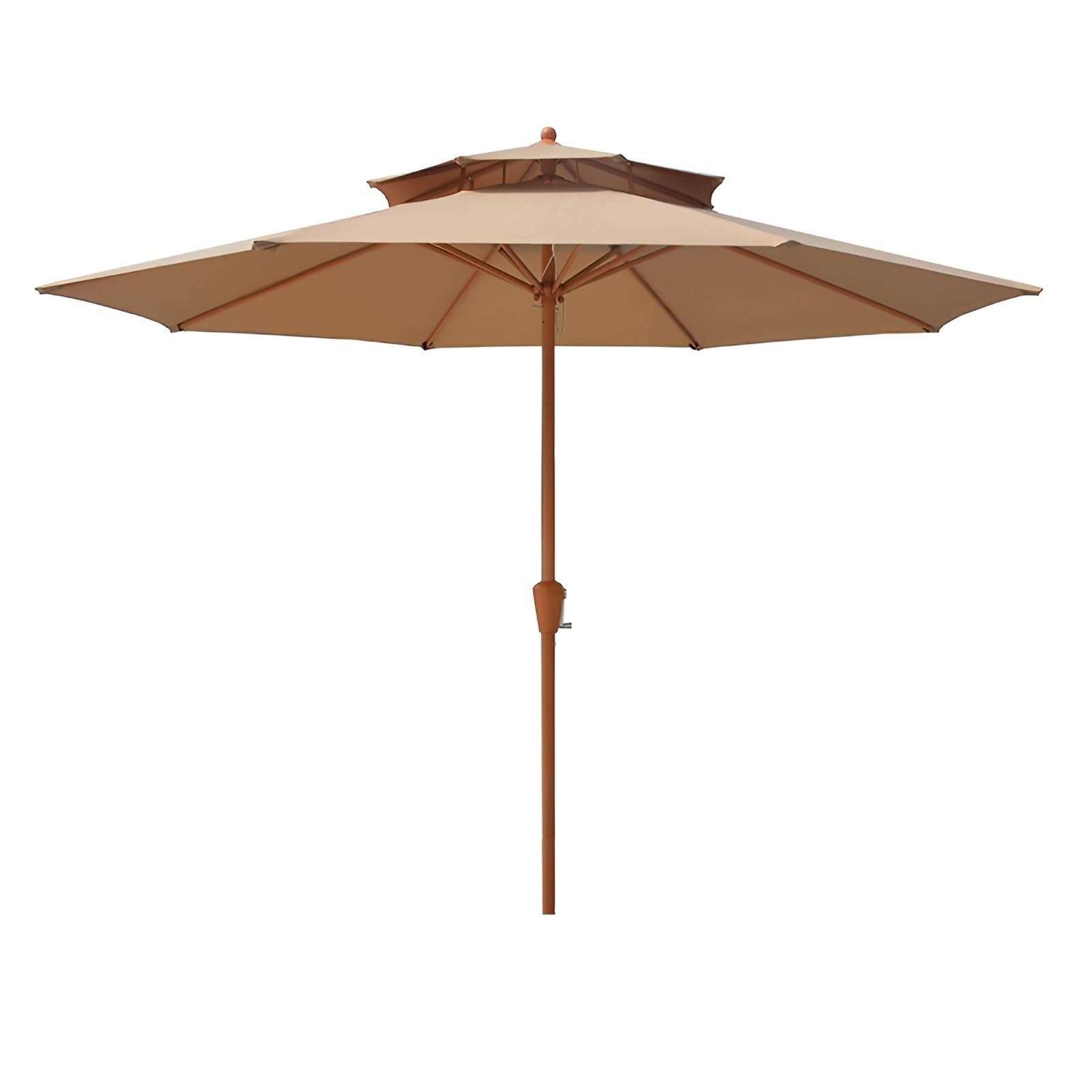 Duży Parasol Ogrodowy, 2 Koła, 9 Stóp, Wiatroodporny, Odporny Na Promieniowanie Uv, Stolik Ogrodowy, Do Ogrodu, Na Taras,Natural-270cm(9ft)