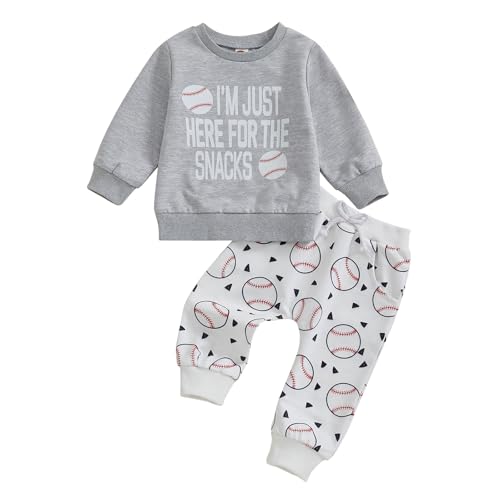 Image of Toddler Baby Boy Baseball Outfit Sweatshirt Top Baseball Jogger Pants Set Sweatsuit 2Pcs Infant Fall Winter Clothes