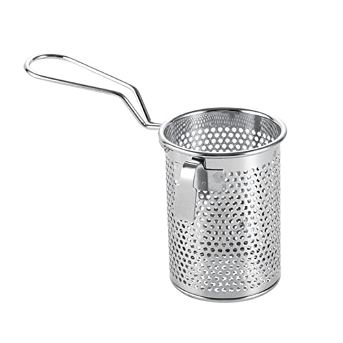 Cesta de hervir de pasta, cesta de fritura de malla de acero inoxidable de 10 cm con percha lateral, cestas de cocción picante de hotchpoth, canasta de espagueti para cocinar fideos