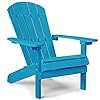 YEFU Plastic Adirondack Chairs Weather Resistant Patio Chairs 5 Steps Easy Installation Like Real Wood Widely Used in Outdoor Fire Pit Deck Lawn Outside Garden Chairs Pacific Blue