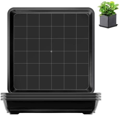 4 Stück Blumentopf Untersetzer Eckig 25x25cm Quadratische Untersetzer Blumentopf Schwarz Blumenuntersetzer Pflanzschale Eckig Flach Kunststoff Pflanzen Untersetzer für Outdoor Indoor Pflanzkübel