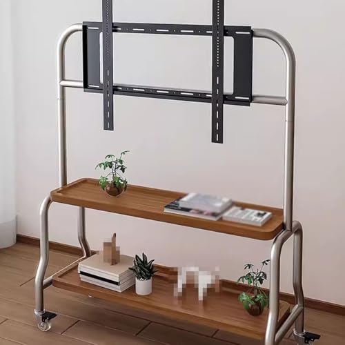 Soporte móvil de piso para TV de acero inoxidable con ruedas miniatura 3