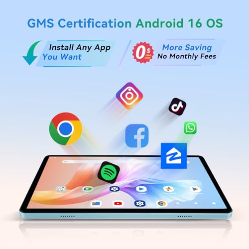 Image of SVITOO Android Tablet 10 Inch, Android 16 Tablet for Kids Adults, Octa-Core, 20GB RAM 128GB Storage 1TB Expandable, Dual Cameras 8MP 2MP, Split Screen, 6600mAh GPS Dual Speakers Face Unlock WiFi- Blue