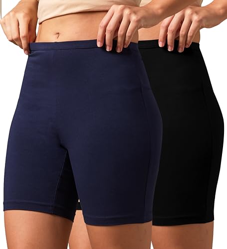 Image of URBAN ADVENTURE High Coverage Premium Cotton Spandex Mid Waist Elastane Stretch Shorties - Gym -Cycling Shorts /Tights for Women