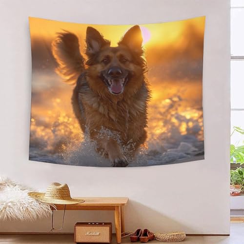 Tapisserie Berger Allemand 3D 180x230cm pour décoration murale de salon