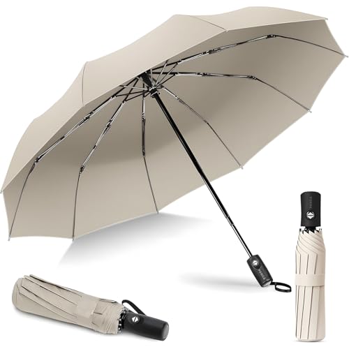 Image of PANCA Windproof Automatic Open Close Travel Umbrella for Men & Women | Compact 3 Fold Rain Umbrella with 8 Reinforced Ribs | Portable Folding Umbrella for Office, Travel & Outdoor