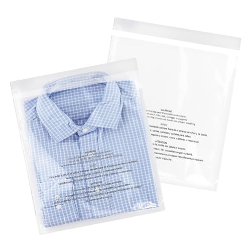 iMailer - 200 Pcs - 12\" x 15\" Poly Bags with Suffocation Warning Self Seal- Clear Shipping Bags 1.6 Mil for Clothing, Shirts, Packaging - Permanent Adhesive
