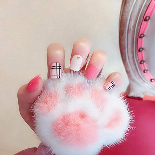 TJJF Falsche Nägel 24Pcs / Box Fashion Stripe Kurze gefälschte Nägel mit Designs und Kleber Maniküre Dekorationen…