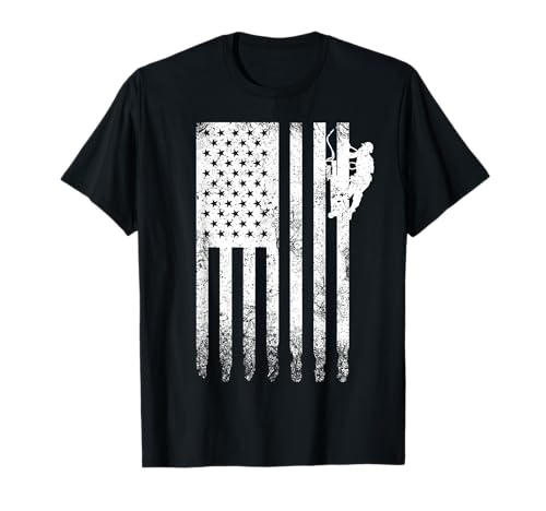 Lineman 電気ケーブル ラインマン 電柱 アメリカ国旗 愛国的 Tシャツのサムネイル