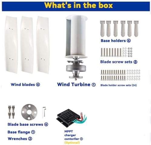 1000W Wind Turbine Generator Kit - 12V/24V/48V Portable 3-Blade Wind Power System with Charge Controller for Eco-Friendly Energy, Outdoor Garden Lighting & Renewable Power Solutions