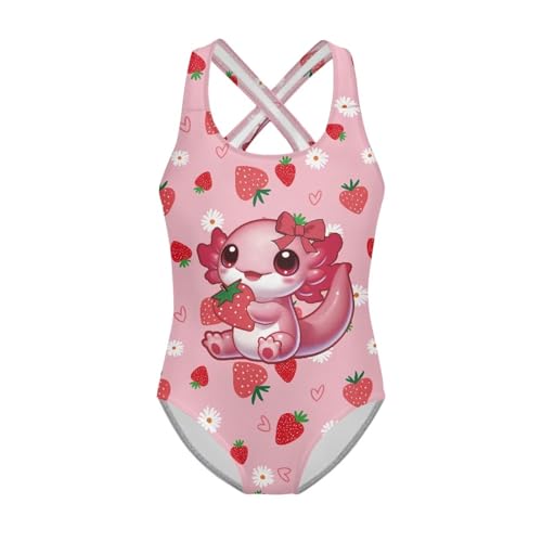 Girl One Piece Bathing Suit Kids Cute Beach Sport Swimwear Cross Back Scoop Neck Summer Swimming Pool Beachwear