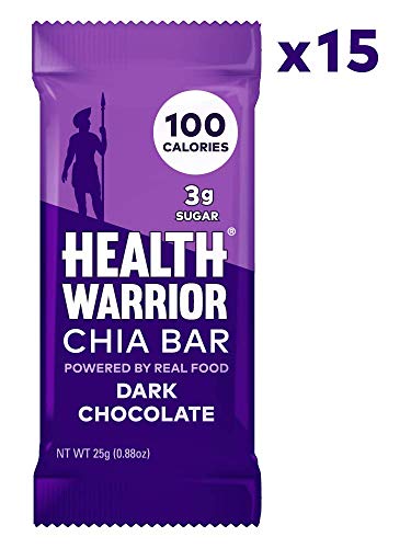 HEALTH WARRIOR Chia Bars, Dark Chocolate, Gluten Free, Vegan, 25g bars, 15 Count