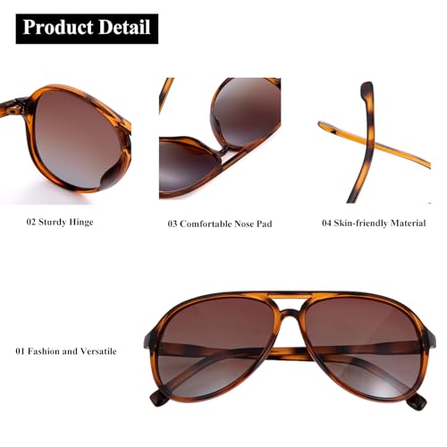 Aviator Sunglasses for Women Lightweight Resin Frame with PC Lenses for UV Protection and Outdoor Use, Dark Brown4