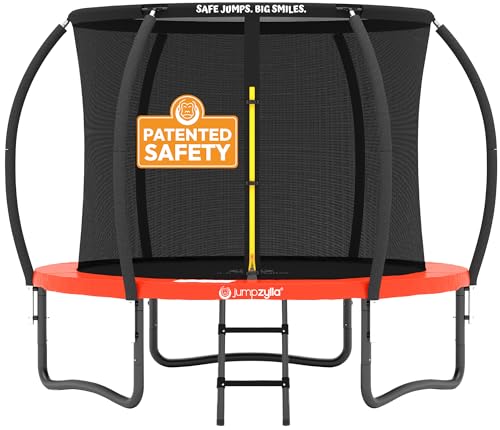 Image of JUMPZYLLA Trampoline Outdoor 8FT 10FT 12FT 14FT 15FT 16FT with Enclosure and Ladder, ASTM Approved Recreational Trampoline for Kids and Adults, Anti-Rust Coated Frame