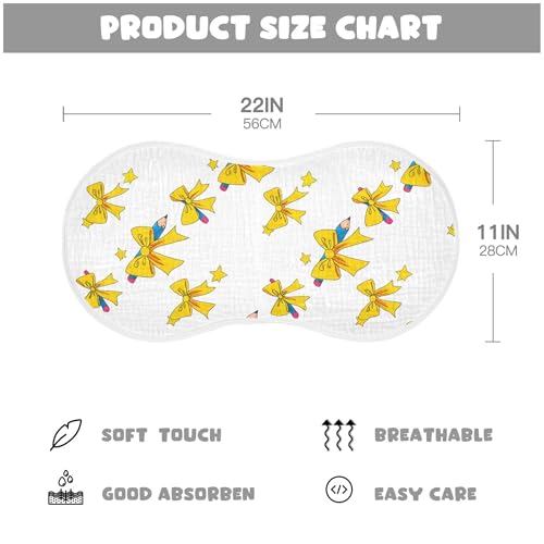 xigua Yellow Bows Baby Burp Cloths for Newborn Boys and Girls 4 Pack, Soft & Absorbent Cotton Baby Burp Cloth, Baby Washcloths, Newborn Towel, Burp Rags4