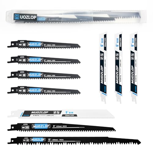 Image of 10 Pack Reciprocating Saw Blades Set, High Carbon Saw Blades,Metal and Woodcutting Saw Blades with Organizer Case