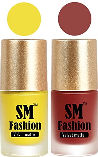 Image of Nail Polishes, Yellow-Brown Velvet Matte Nail Paint Combo Set of 2 Pcs 7ml each