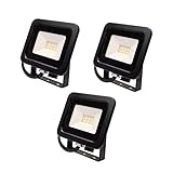 ILLUX Paquete 3 Reflectores LED IP 65 Iluminación Exterior Foco 10 W para Hogar 100-277 V 1000 lm Luz Cálida...
