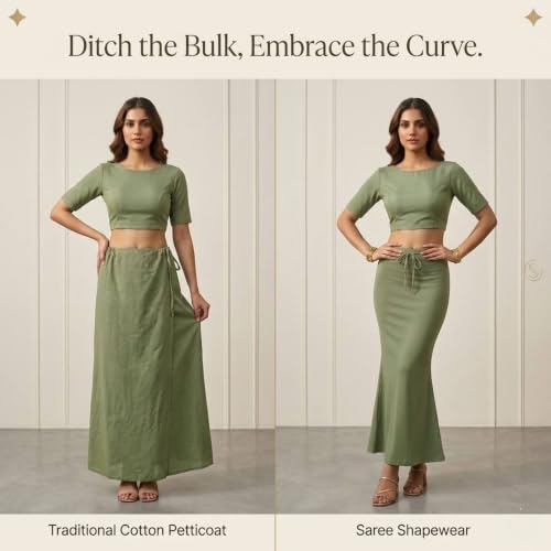 Image of Women's Saree Shapewear - Slim Fit Stretchable Petticoat for Sarees | Comfortable Waistband | Body Shaping Underskirt