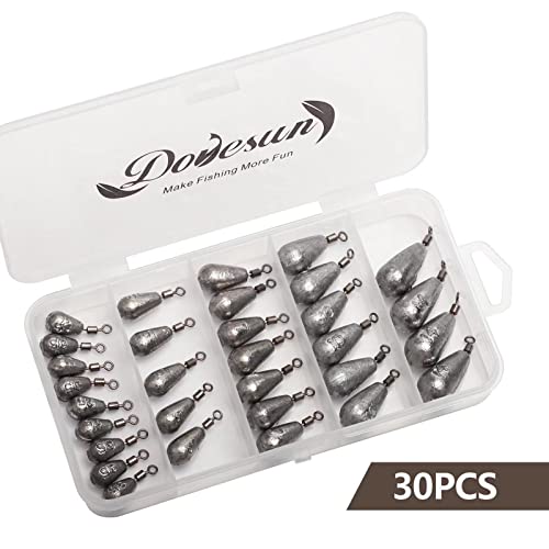 Dovesun Fishing Weights Fishing Sinkers Free Rig Weights Jika Rig Weights 30Pcs Waterdrop-Free Rig Weights #TOP6