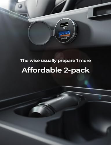 Image of LISEN USB C Car Charger Adapter [2 Pack] [Mini & Metal] Cigarette Lighter USB Charger Fast Charging [PD QC 3.0] USBC Car Phone Charger for iPhone 15 Pro Max Plus 14 Samsung Galaxy S23 iPad Pro, Purple | Cigarette Lighter Charger, USB C Car Charger Fast Charger, 12V Adapter, Car Accessories for Men Women with iPhone 17 Pro Max