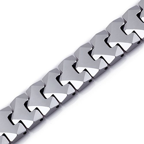Urban Jewelry Unique Solid Tungsten Puzzle Pieces Style Mens Link Bracelet (Silver, 10Mm) #TOP5
