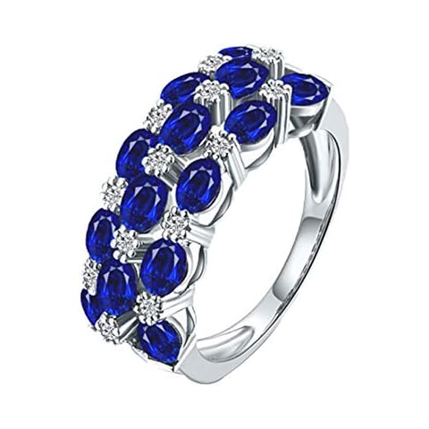 YCGEMS Solid 18 ct White Gold Natural Blue Sapphire Ring Cover
