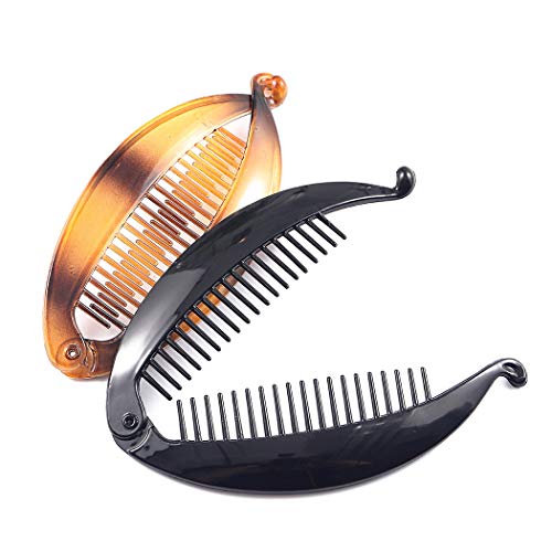 Brinie Banana Hair Clips Black Vintage Clincher Combs Ponytail Holder Fishtail Hair Clip Combs Banana Clips Hair Accessories For Women And Girls (Pack Of 2) #TOP21