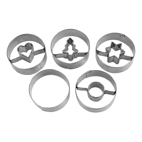Städter 5-piece Linzer-Ausstecher Set Spitzbub aus Stainless Steel – Diameter 4 cm – Height 1.5 cm – Zum Backen oder Basteln geeignet, 954199, Silver Cover