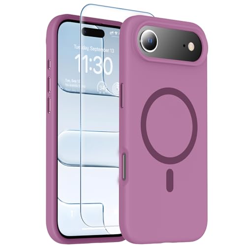 toaksi Magnetic for iPhone Air Case [Compatible with MagSafe] [Soft Anti-Scratch Microfiber Lining],Premium Silicone with Screen Protector,Shockproof Protective iPhone 17 Air Phone Case,Rose Pink