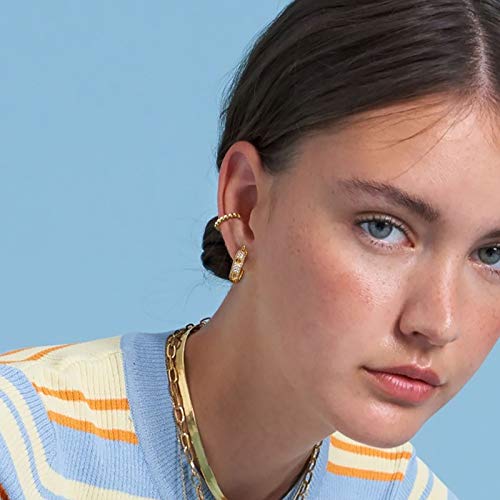 MEVECCO Gold Spike Hoop Earrings for Women 18K Gold Plated Hoop Earrings Handmade Tiny Minimalism Cubic Zircon Hoop Hypoallergenic Earrings for Everyday Jewelry4