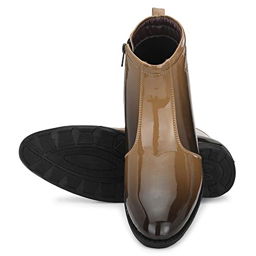 Image of Vellinto Royal Look Shoes for Men ll Casual Shoes for Men ll Patent Leather Zip /Chain Boots for Men