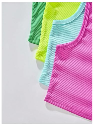 Girl's 4 Packs Basic Tank Top Ribbed Knit Sleeveless Crop Tops Summer Undershirts3