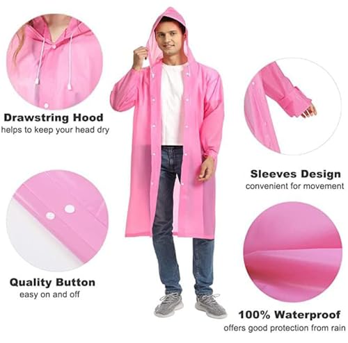 Image of Raincoat 2 Pack Rain Ponchos for men women Adults, Reusable Portable rain coat with Hood