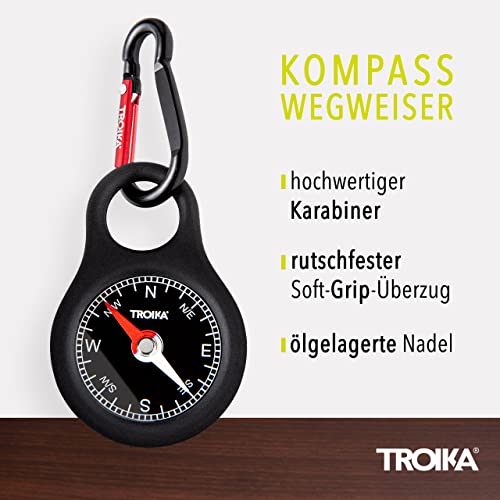Brújula de bolsillo Troika con mosquetón negra miniatura 2