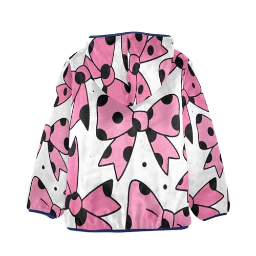 Pink Polka Cow Dot Bow Toddler Fleece Jacket Girl Boys Hooded Fleece Jacket Coat Warm Outwear Zip-up 3-10T2