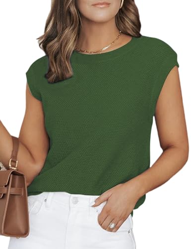 Image of CiCiBird Women Summer Cap Sleeve Sweaters Knit Crew Neck Pullover Tank Tops 2025 Casual Trendy Shirt