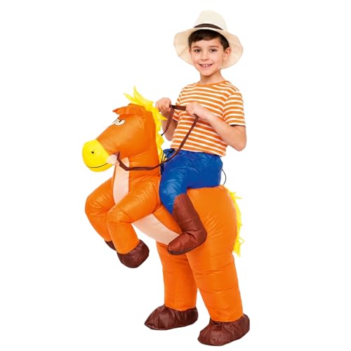 AirSuit® Disfraz de Vaquero Hinchable para Niños | Talla 90 a 120cm | Disfraz para Fiestas de Disfraces | Hecho de Poliéster de Alta Resistencia | Sistema de Hinchado Incluido | OriginalCup®