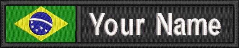 Brazil ID Flag Custom Embroidered Name / Text Tag Patch Sew, Iron on, Hook Touch Fasteners - Military/Morale - US Flag Tactical tag (Color) (Size 5x1 inch)