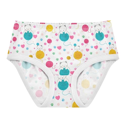 Cute Cat Yarn Footprints Heart Toddler Girls's Underwear 2T 2302192