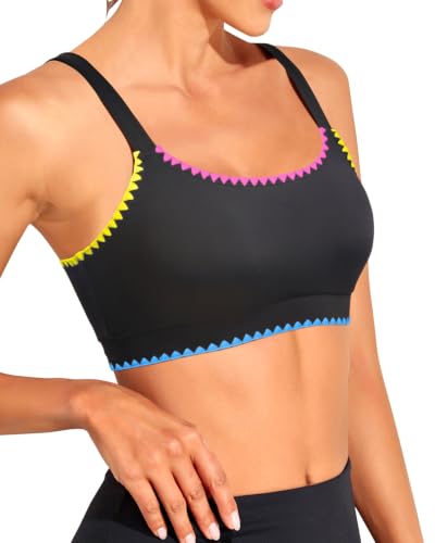 Image of Tempt Me Women Sports Bra Swim Crop Tops Only | Scoop neck, Bathing suits top, Removable cups, Adjustable straps