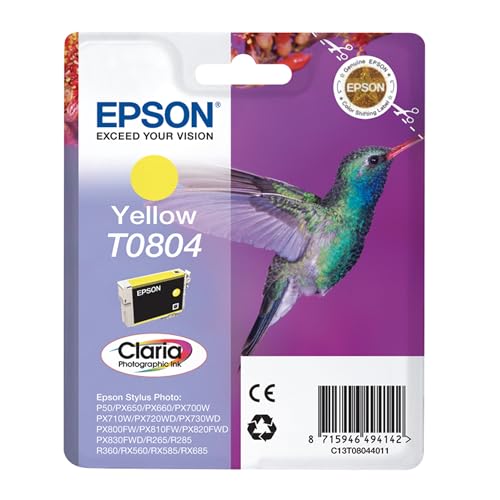 Epson T0804 Yellow Hummingbird Genuine Ink, Claria Photo HD Ink Cartridge
